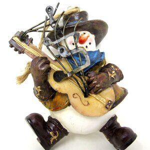 Cowboy Snowman Christmas Ornament 3in Guitar Western Boots